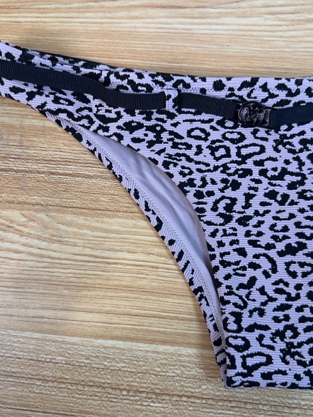 Victoria's Secret Black and Light Pink Leopard Swim Bottom